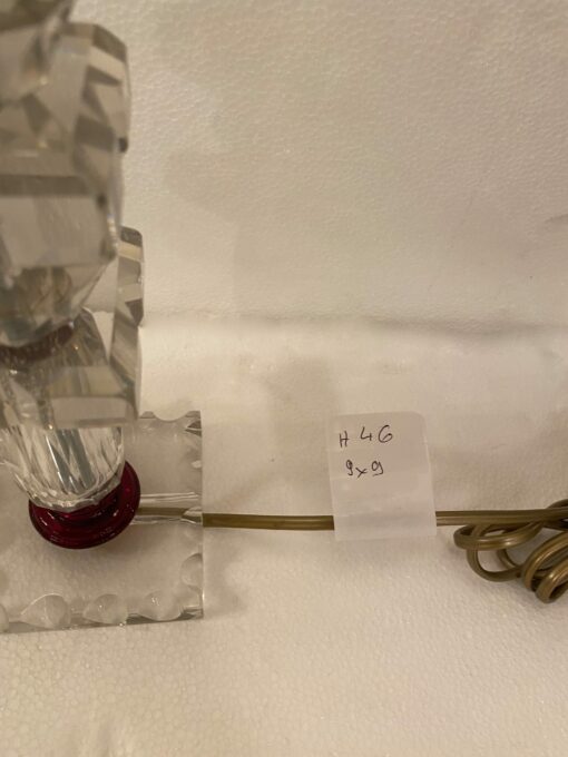 1940′ Pair of Reassembled Glass Lamps With Old Elements, H 46 cm Red Cups - Image 5