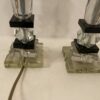 1940′ Pair of Reassembled Glass Lamps With Old Elements, H 40 cm Shoulders Green Color - Image 2