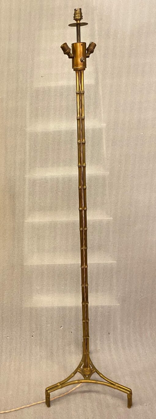 1950/70 Tripod Floor Lamp In Patinated Bronze DLG Maison Charles, Bagués, Jansen Bamboo Model 3 Rods - Image 2