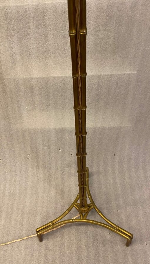 1950/70 Tripod Floor Lamp In Patinated Bronze DLG Maison Charles, Bagués, Jansen Bamboo Model 3 Rods - Image 7