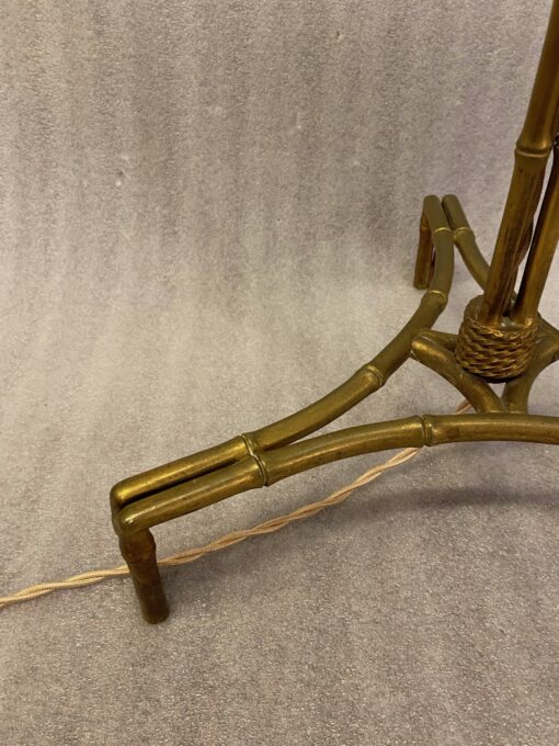 1950/70 Tripod Floor Lamp In Patinated Bronze DLG Maison Charles, Bagués, Jansen Bamboo Model 3 Rods - Image 4
