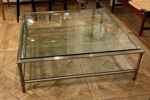 1950/70′ Coffee Table Maison Jansen In Brass Or Bronze Patinated And Silvered 120 x 120 cm