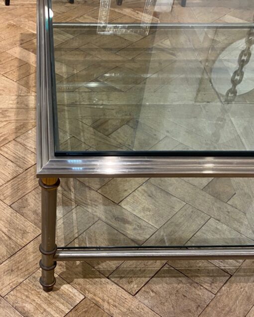 1950/70′ Coffee Table Maison Jansen In Brass Or Bronze Patinated And Silvered 120 x 120 cm - Image 2