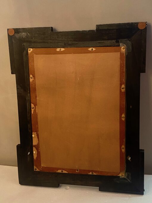 1970′ Aged Oxidized Venice Mirror With Eglomized Decor Frame In Green Mirror 75 x 60 cm - Image 8