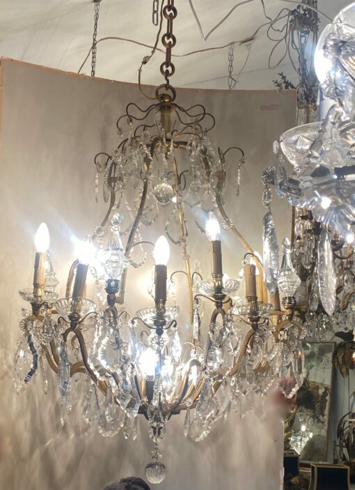 1900/1920′ Gilt Bronze Cage Chandelier 4 Arms 16 Lights - Image 19