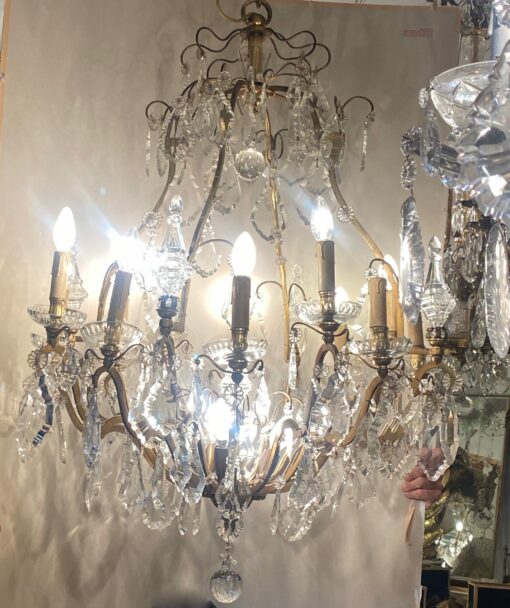 1900/1920′ Gilt Bronze Cage Chandelier 4 Arms 16 Lights - Image 18
