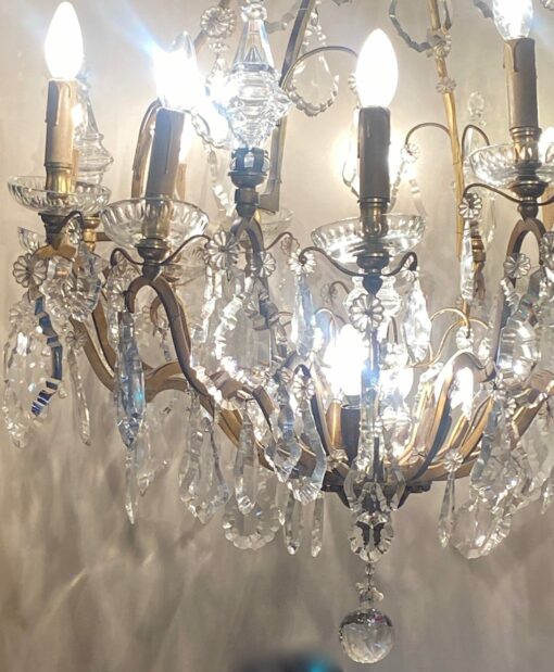 1900/1920′ Gilt Bronze Cage Chandelier 4 Arms 16 Lights - Image 17