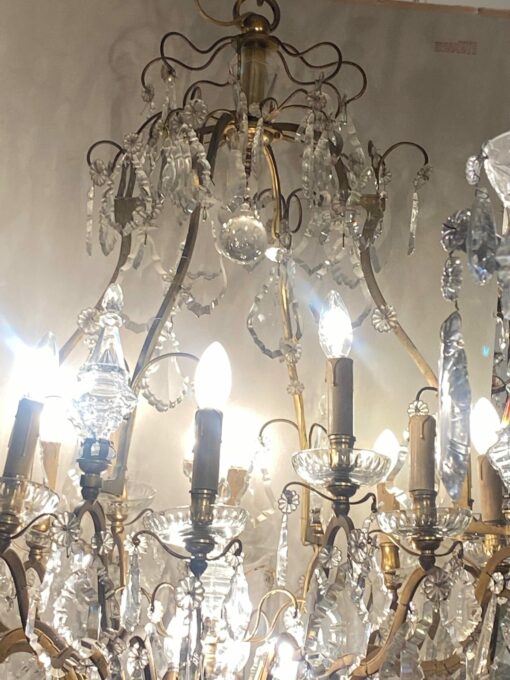 1900/1920′ Gilt Bronze Cage Chandelier 4 Arms 16 Lights - Image 15