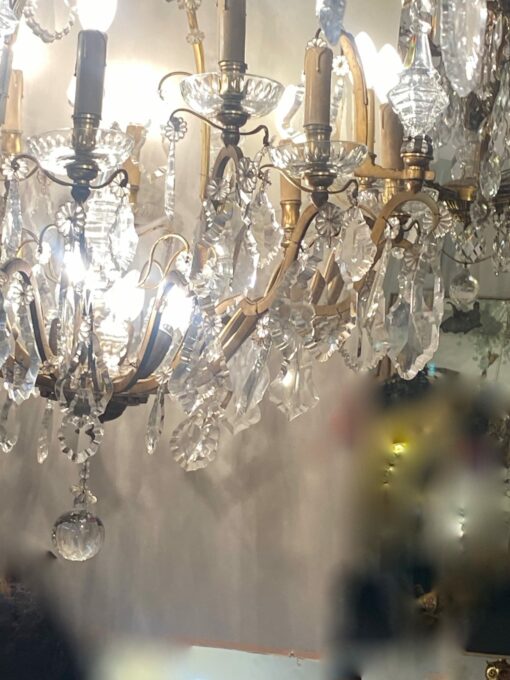 1900/1920′ Gilt Bronze Cage Chandelier 4 Arms 16 Lights - Image 14