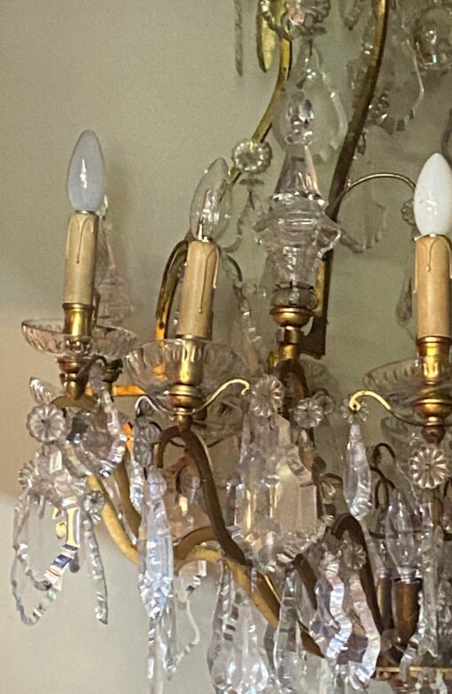 1900/1920′ Gilt Bronze Cage Chandelier 4 Arms 16 Lights - Image 8