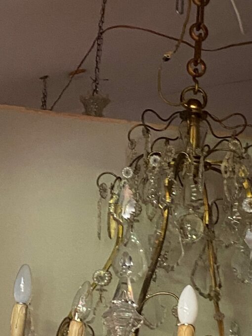 1900/1920′ Gilt Bronze Cage Chandelier 4 Arms 16 Lights - Image 7