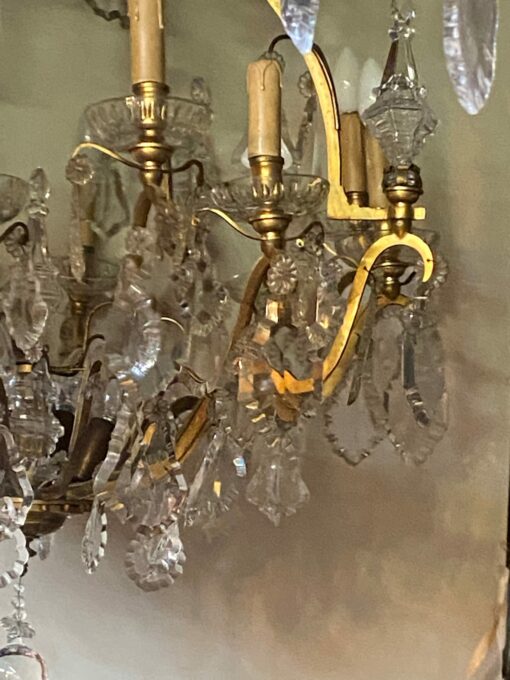 1900/1920′ Gilt Bronze Cage Chandelier 4 Arms 16 Lights - Image 5