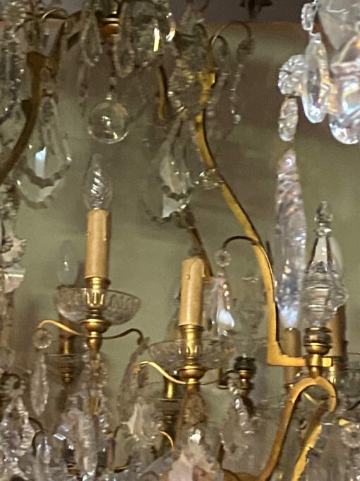 1900/1920′ Gilt Bronze Cage Chandelier 4 Arms 16 Lights - Image 4