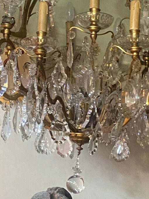 1900/1920′ Gilt Bronze Cage Chandelier 4 Arms 16 Lights - Image 2