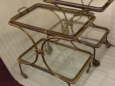 1970′ Pair Of Rolling Bar In Bronze And Gilded Brass Maison Baguès Or Charles Or Jansen Decor Napoleon 3