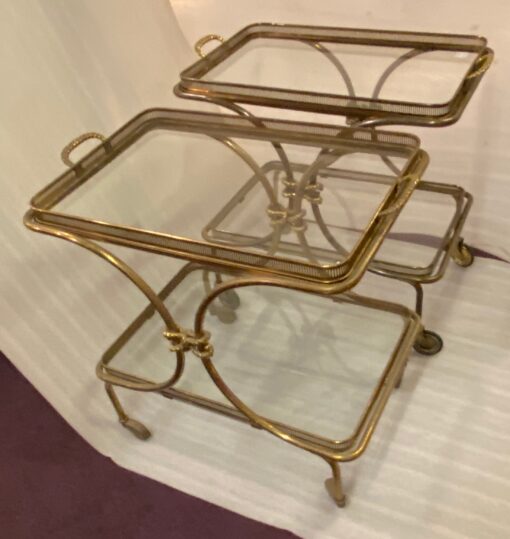1970′  Bar Roulant en Bronze et Laiton Doré Maison Baguès Ou Charles Ou Jansen Décor Napoléon 3 – Image 3