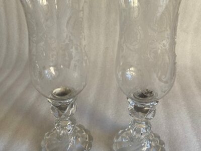 1950/70 Pair of Signed Baccarat Tealight Candlesticks: Model Tors Ø 15cm H 40 cm