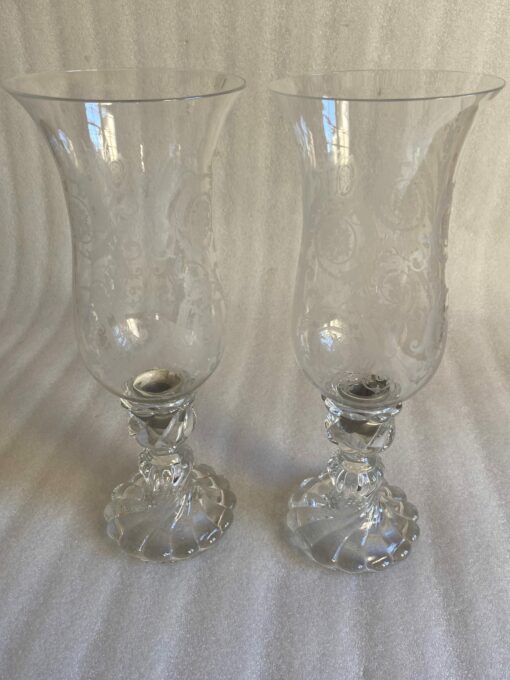1950/70 Pair of Signed Baccarat Tealight Candlesticks: Model Tors Ø 15cm H 40 cm