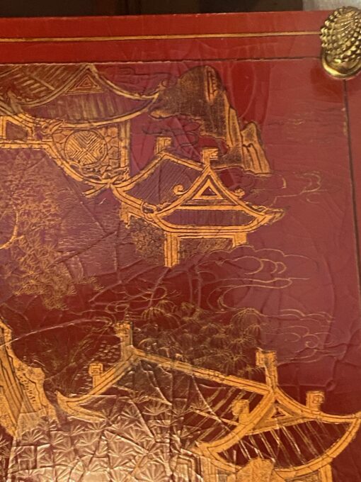 1950/70′ Table Maison Baguès Bamboo Decor in Gilt Bronze With Chinese Lacquer Trays 60 X 40 X H 55 cm - Image 8