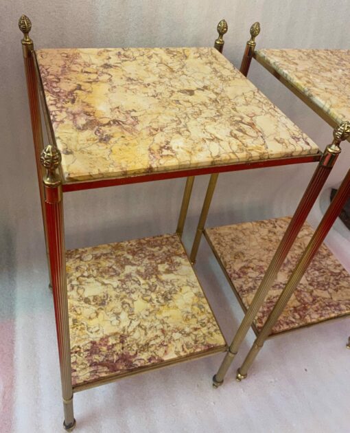 1950/70′ Pair Of End Tables In Brass At 2 Levels Maison Bagués Trays Brèche Escalette 33 X 33 XH 66 cm - Image 10