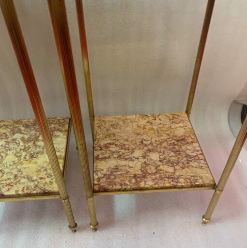 1950/70′ Pair Of End Tables In Brass At 2 Levels Maison Bagués Trays Brèche Escalette 33 X 33 XH 66 cm - Image 8
