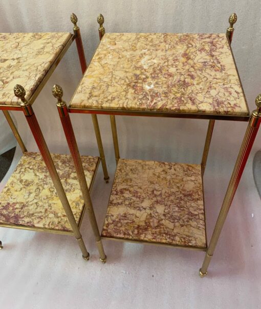 1950/70′ Pair Of End Tables In Brass At 2 Levels Maison Bagués Trays Brèche Escalette 33 X 33 XH 66 cm - Image 5