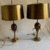 1950/70 Paire de Lampes en Bronze et Oeuf en Resine Fractable Signée Charles