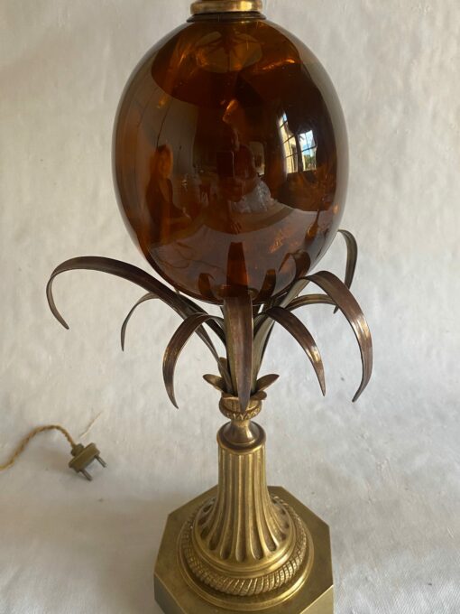 1950/70 Pair of Bronze Lamps and Egg Amber Way Signed Charles - Image 11
