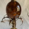 1950/70 Paire de Lampes en Bronze et Oeuf en Resine Fractable Signée Charles – Image 10