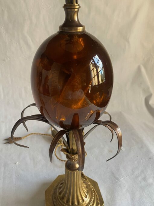 1950/70 Pair of Bronze Lamps and Egg Amber Way Signed Charles - Image 10