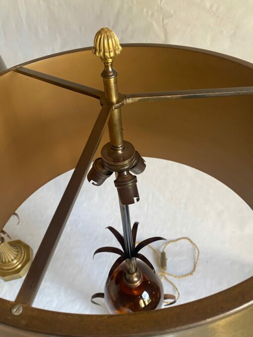 1950/70 Pair of Bronze Lamps and Egg Amber Way Signed Charles - Image 5