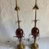 1950/70 Paire de Lampes en Bronze et Oeuf en Resine Fractable Signée Charles – Image 4