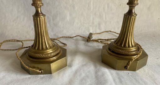 1950/70 Pair of Bronze Lamps and Egg Amber Way Signed Charles - Image 2