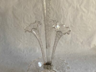 1900' Engraved Crystal Bowl with 3 Deported Ax Cones H 62 cm