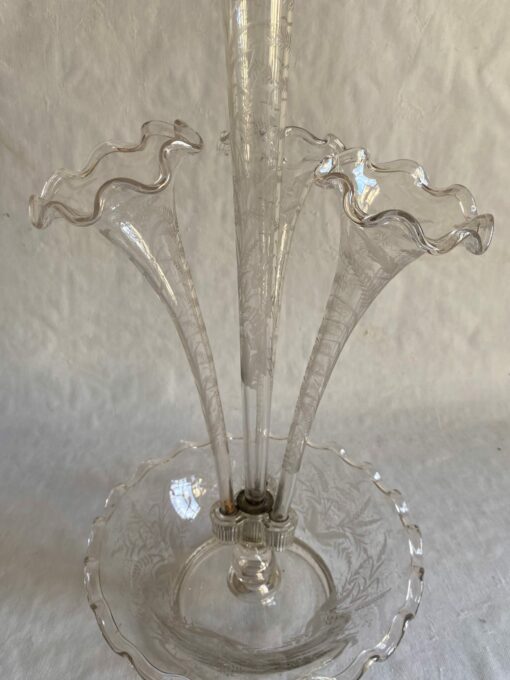 1900' Engraved Crystal Bowl with 3 Deported Ax Cones H 62 cm - Image 11