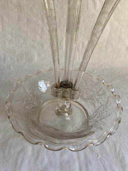 1900' Engraved Crystal Bowl with 3 Deported Ax Cones H 62 cm - Image 10