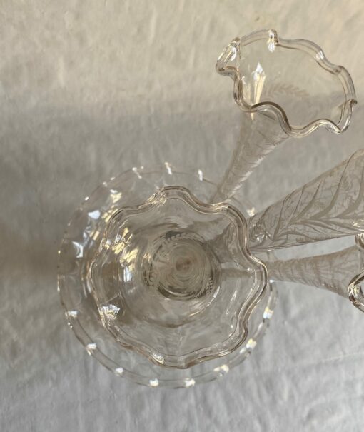 1900' Engraved Crystal Bowl with 3 Deported Ax Cones H 62 cm - Image 6