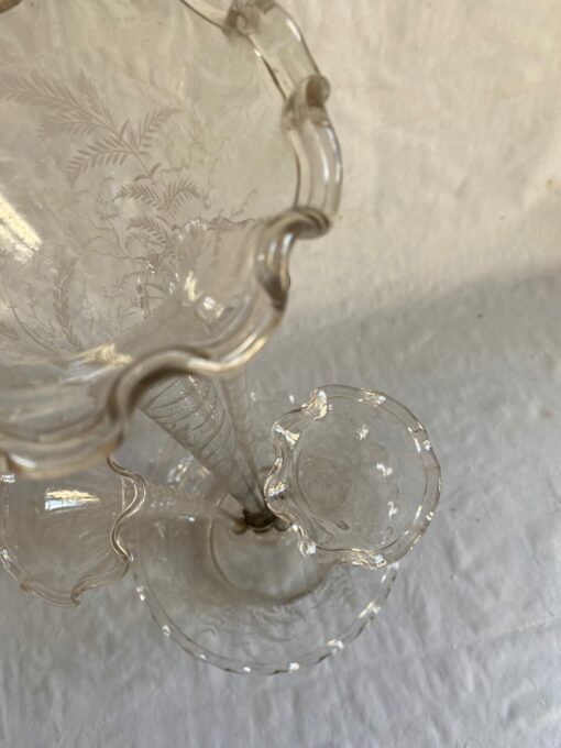 1900' Engraved Crystal Bowl with 3 Deported Ax Cones H 62 cm - Image 5