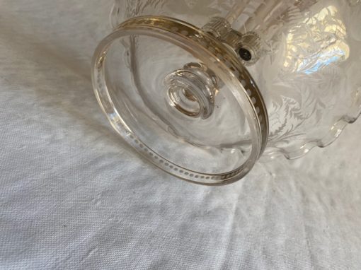 1900' Engraved Crystal Bowl with 3 Deported Ax Cones H 62 cm - Image 4