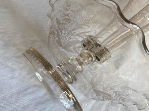 1900' Engraved Crystal Bowl with 3 Deported Ax Cones H 62 cm - Image 3