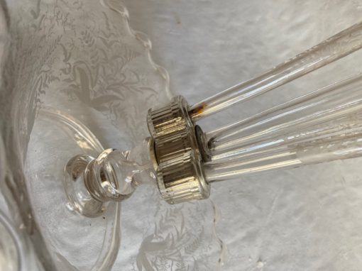 1900' Engraved Crystal Bowl with 3 Deported Ax Cones H 62 cm - Image 2
