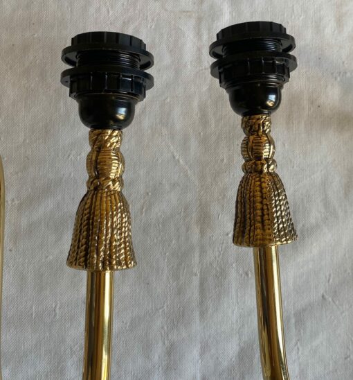 1970/80′ Pair Of Gilt Bronze Sconces Signed Valenti Decor Passementerie - Image 12