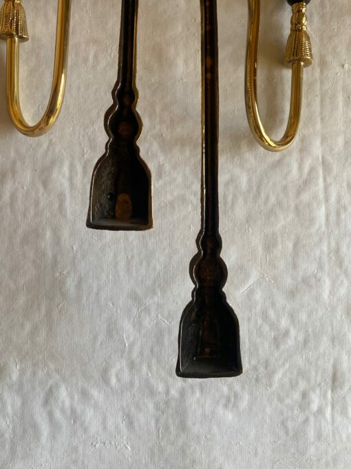 1970/80′ Pair Of Gilt Bronze Sconces Signed Valenti Decor Passementerie - Image 7
