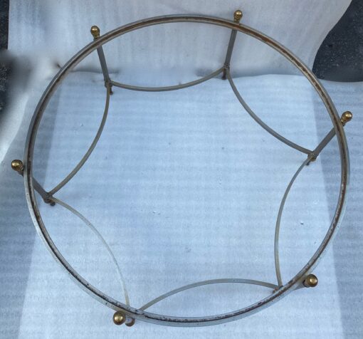 1970' Round Coffee Table Maison Jansen Iron and Bronze, H 47.5, Ø 98 cm - Image 13