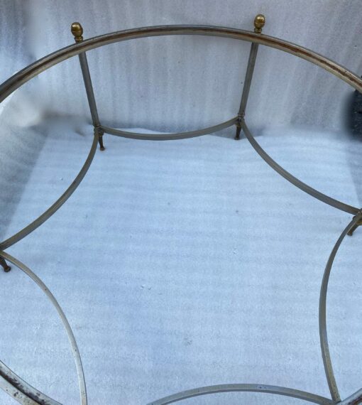 1970' Round Coffee Table Maison Jansen Iron and Bronze, H 47.5, Ø 98 cm - Image 12