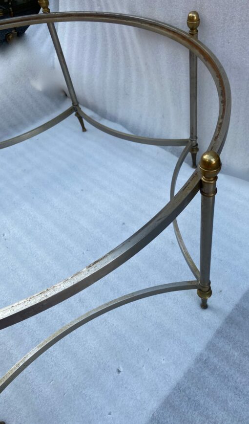 1970' Round Coffee Table Maison Jansen Iron and Bronze, H 47.5, Ø 98 cm - Image 7