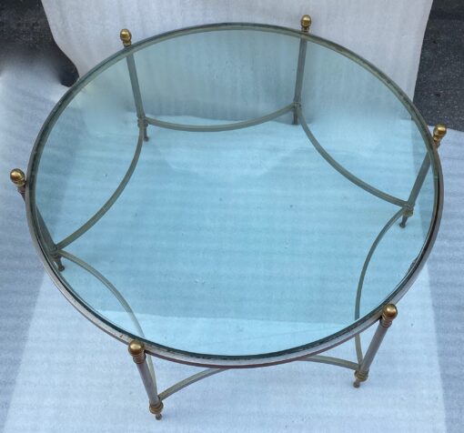 1970' Round Coffee Table Maison Jansen Iron and Bronze, H 47.5, Ø 98 cm - Image 6