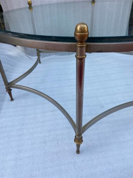 1970' Round Coffee Table Maison Jansen Iron and Bronze, H 47.5, Ø 98 cm - Image 4