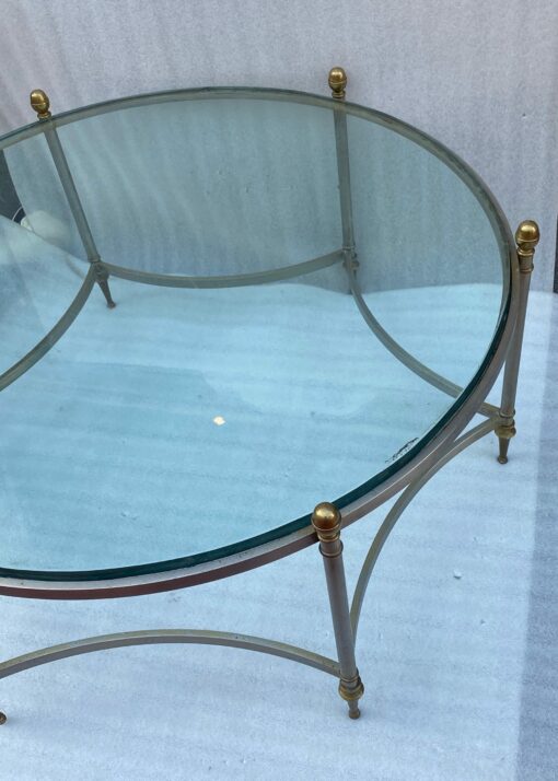 1970' Round Coffee Table Maison Jansen Iron and Bronze, H 47.5, Ø 98 cm - Image 3
