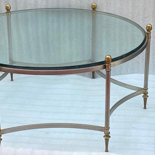 1970' Round Coffee Table Maison Jansen Iron and Bronze, H 47.5, Ø 98 cm - Image 2
